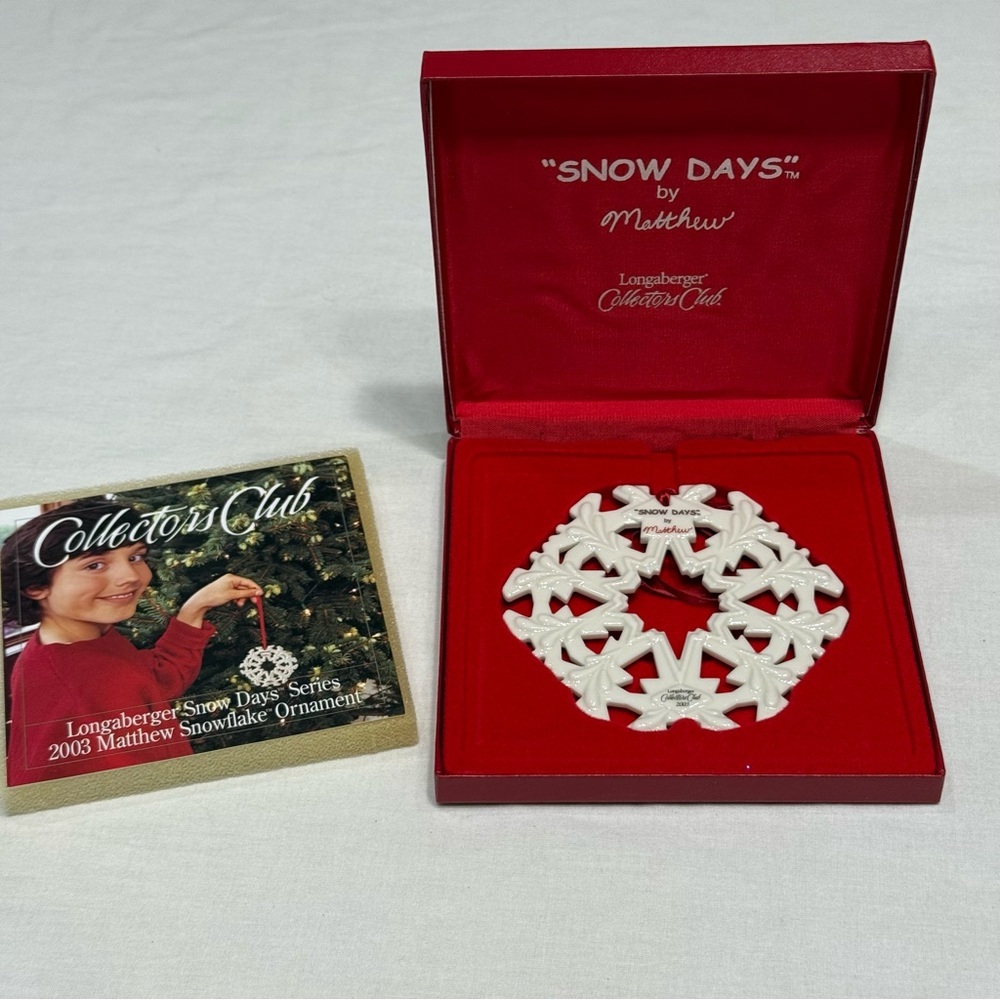 2003 Longaberger Collectors Club Ben Snow Days White‎ Ceramic Ornament